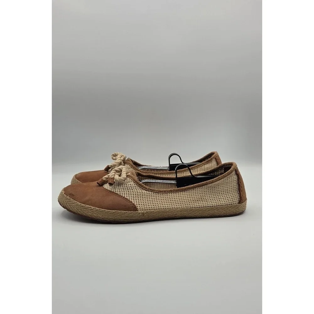 UGG Catrin Crochet Women's Flats Size 9 Chestnut Cream Espadrille
